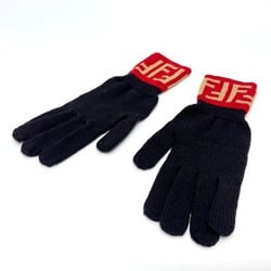 FENDI Zucca Gloves Wool Women's Brown x Red