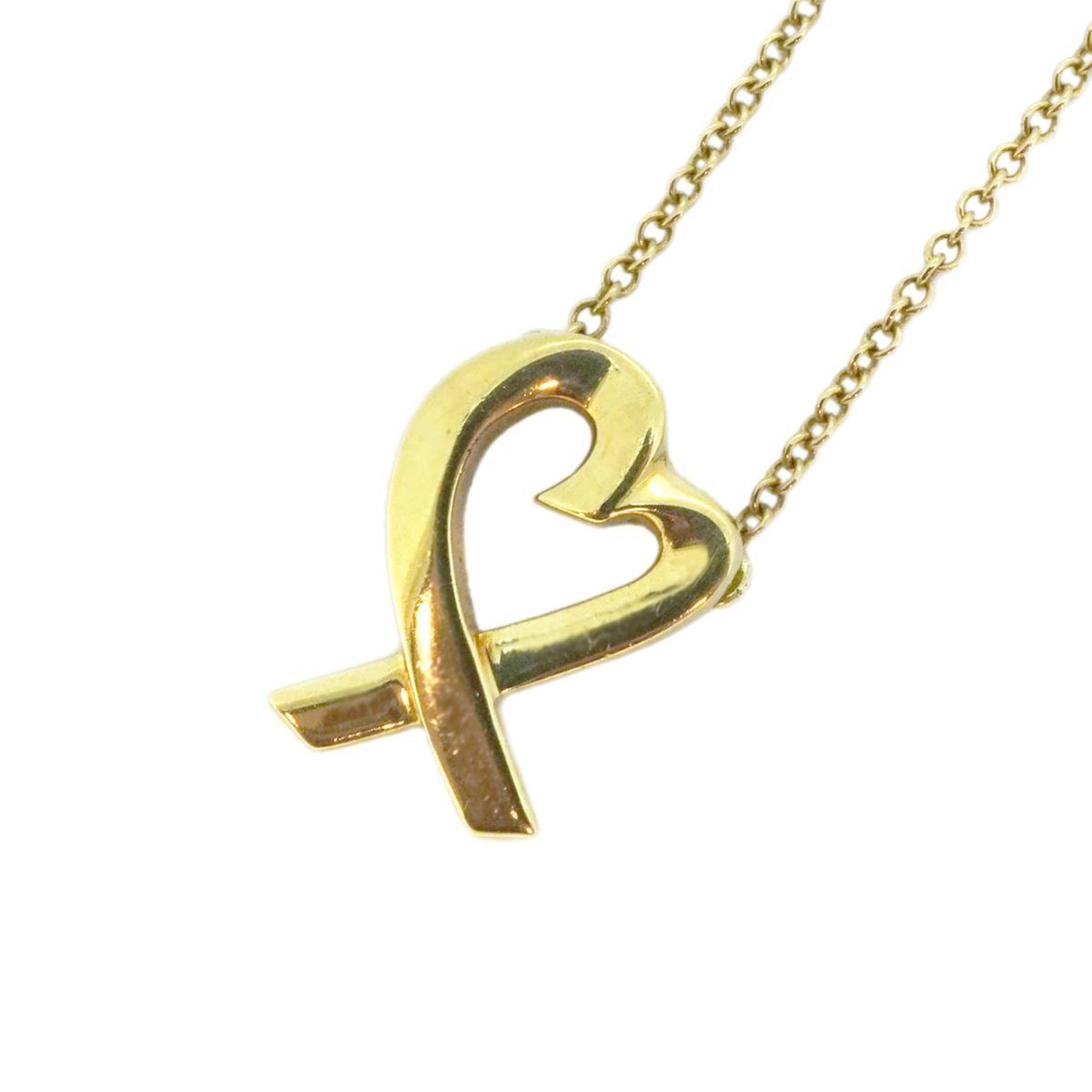 Tiffany Necklace Loving Heart K18YG Yellow Gold Women's