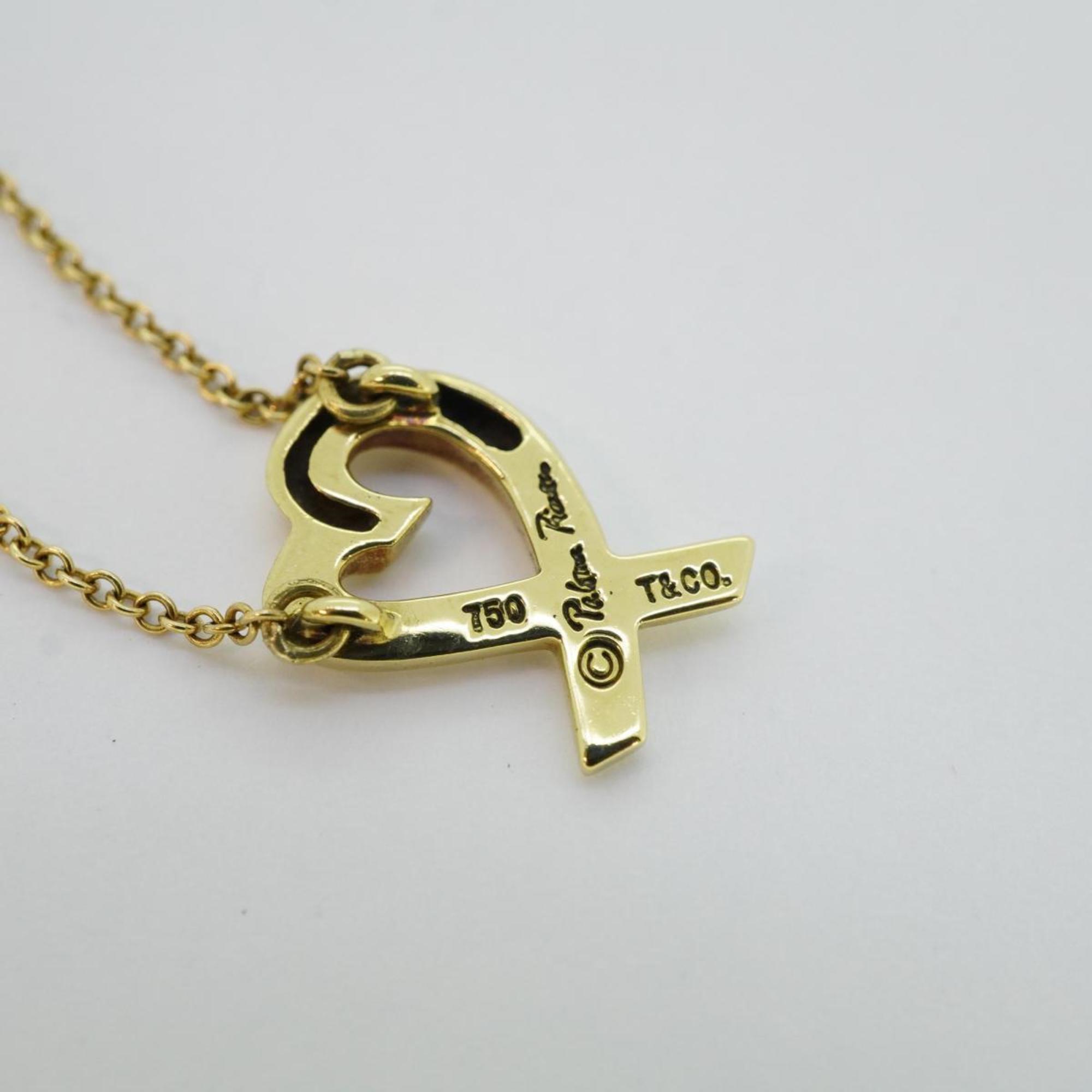 Tiffany Necklace Loving Heart K18YG Yellow Gold Women's