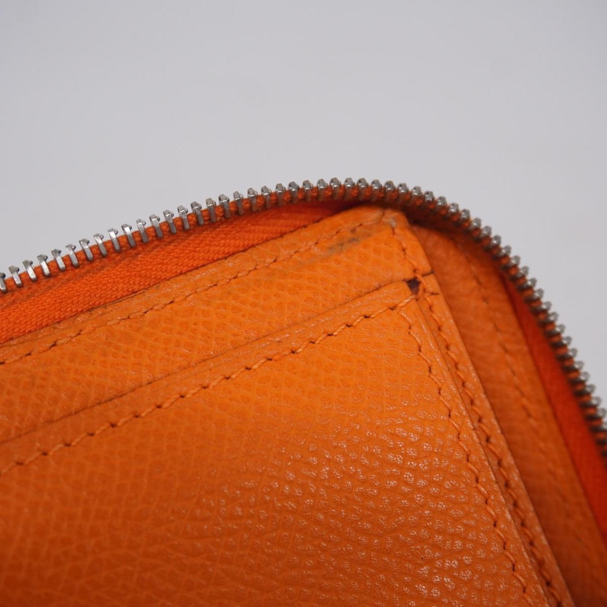 Hermes Long Wallet Azap Combine □H Stamped Veau Epsom Orange Men's Women's