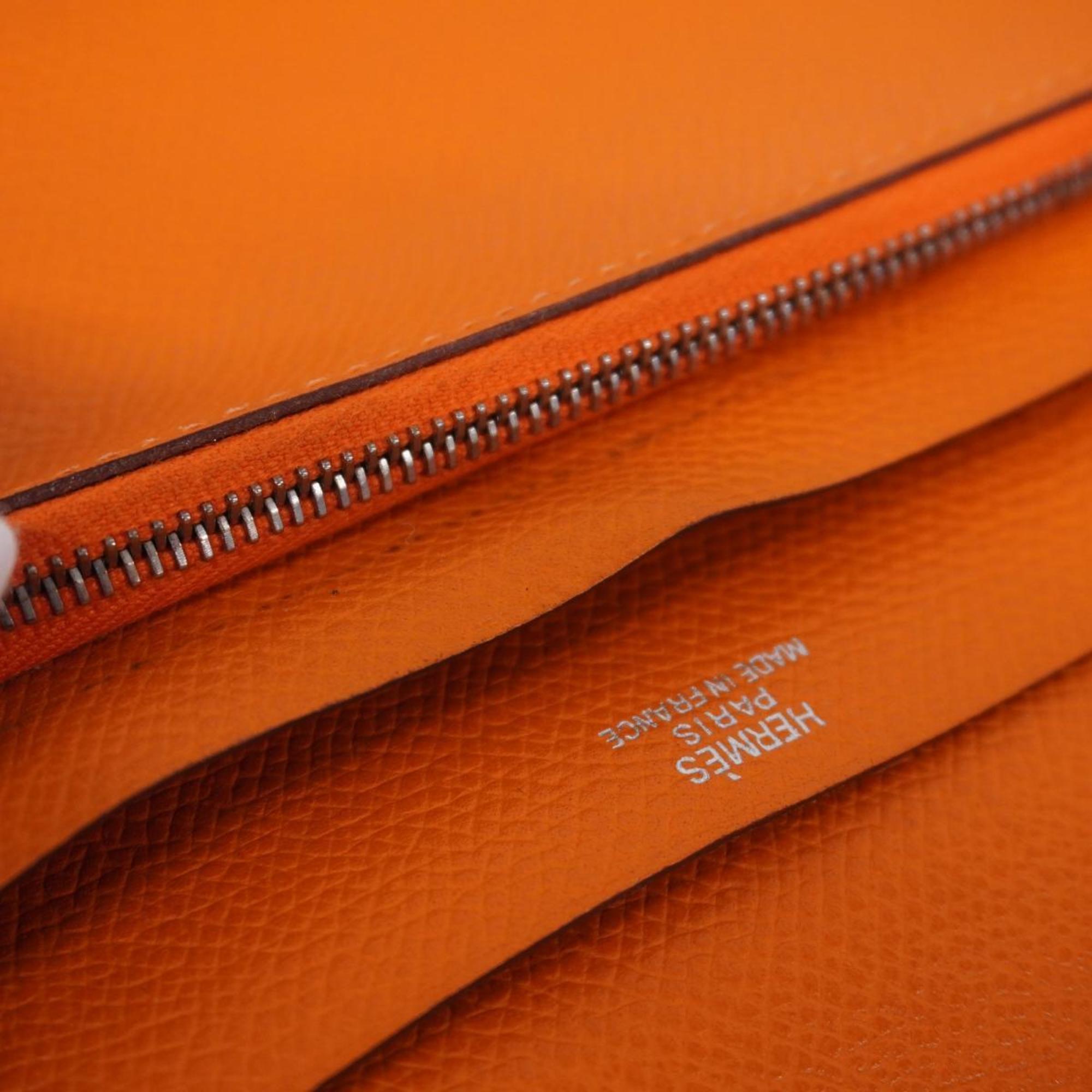 Hermes Long Wallet Azap Combine □H Stamped Veau Epsom Orange Men's Women's