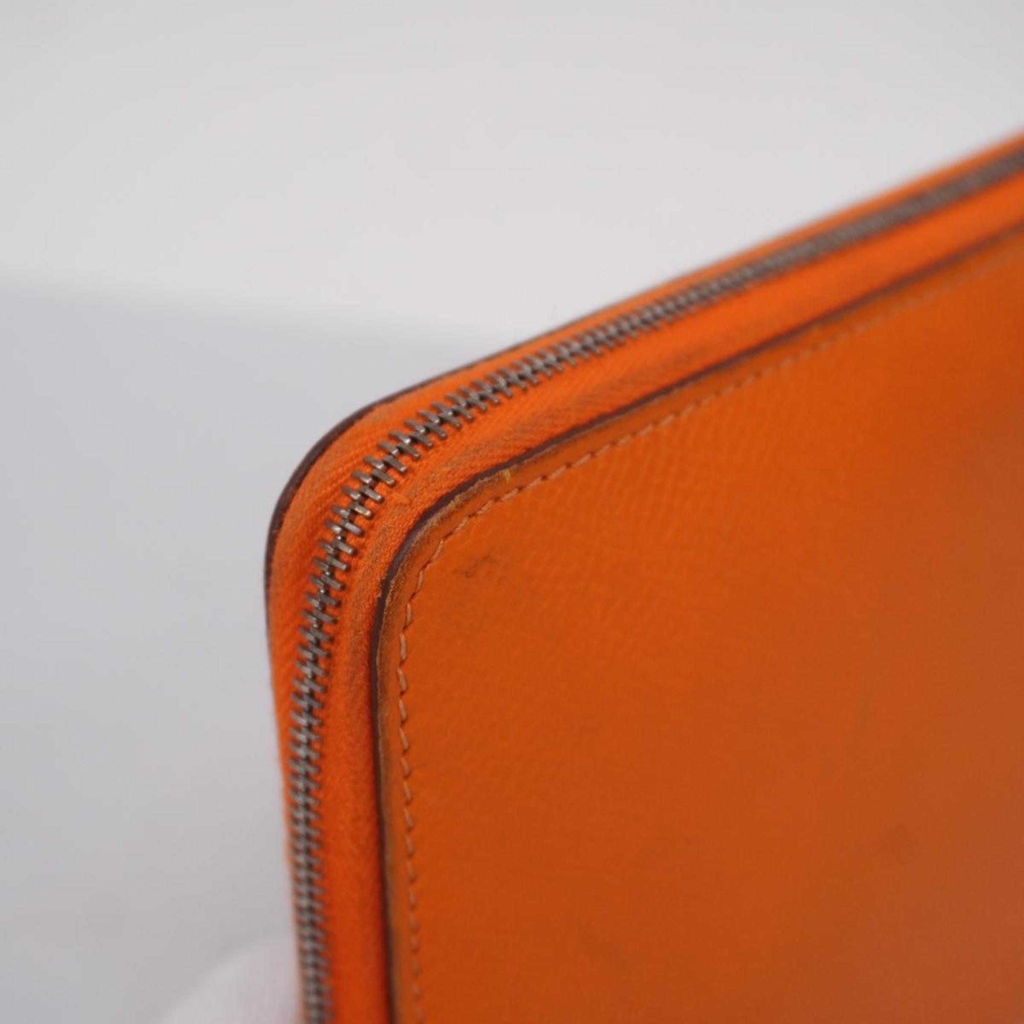 Hermes Long Wallet Azap Combine □H Stamped Veau Epsom Orange Men's Women's