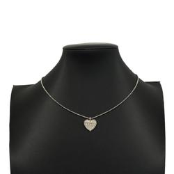 Christian Dior Necklace Heart Motif Rhinestone Metal Silver Women's