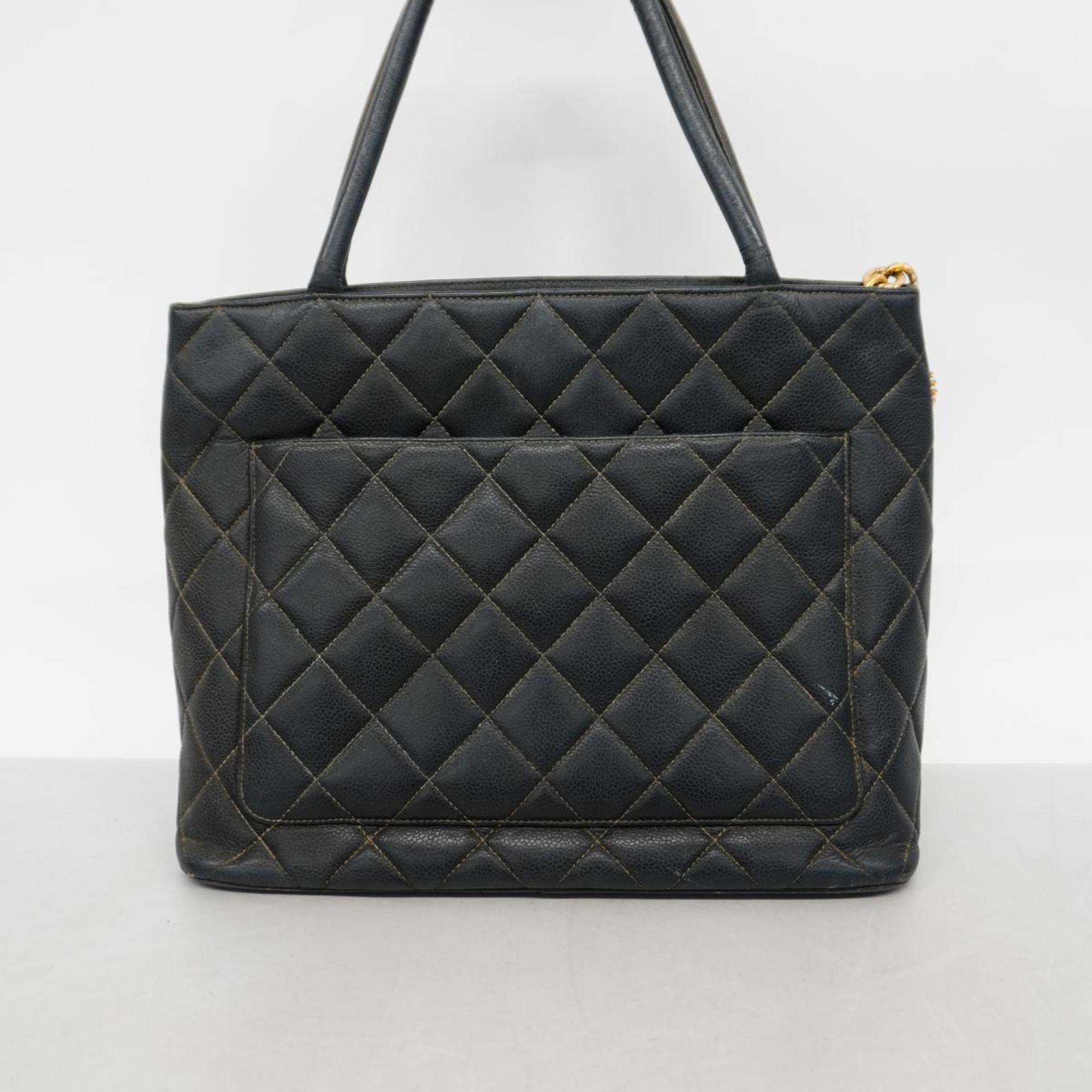 Chanel Tote Bag Reproduction Caviar Skin Black Women's