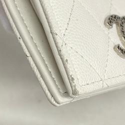 Chanel Wallet Matelasse Caviar Skin White Women's