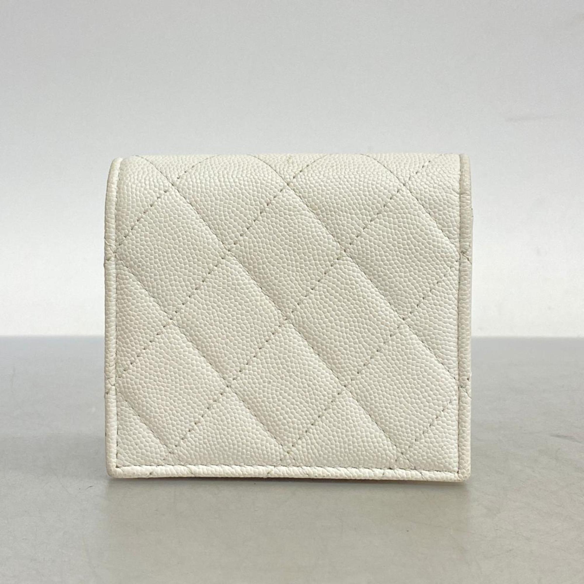 Chanel Wallet Matelasse Caviar Skin White Women's