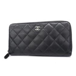 Chanel Long Wallet Matelasse Caviar Skin Black Women's