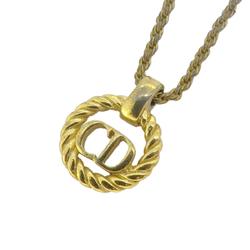 Christian Dior Necklace CD Circle GP Plated Gold Women's