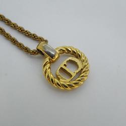 Christian Dior Necklace CD Circle GP Plated Gold Women's