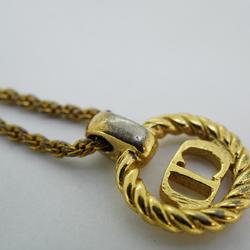 Christian Dior Necklace CD Circle GP Plated Gold Women's