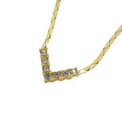 Christian Dior Necklace Rhinestone GP Plated Gold Women's