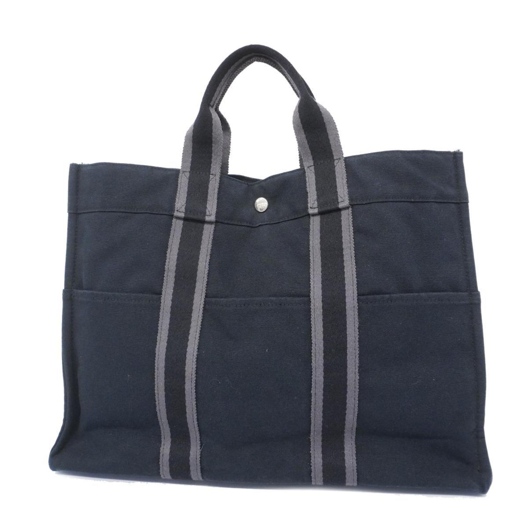 Hermes Tote Bag Foult MM Canvas Black Men's Women's