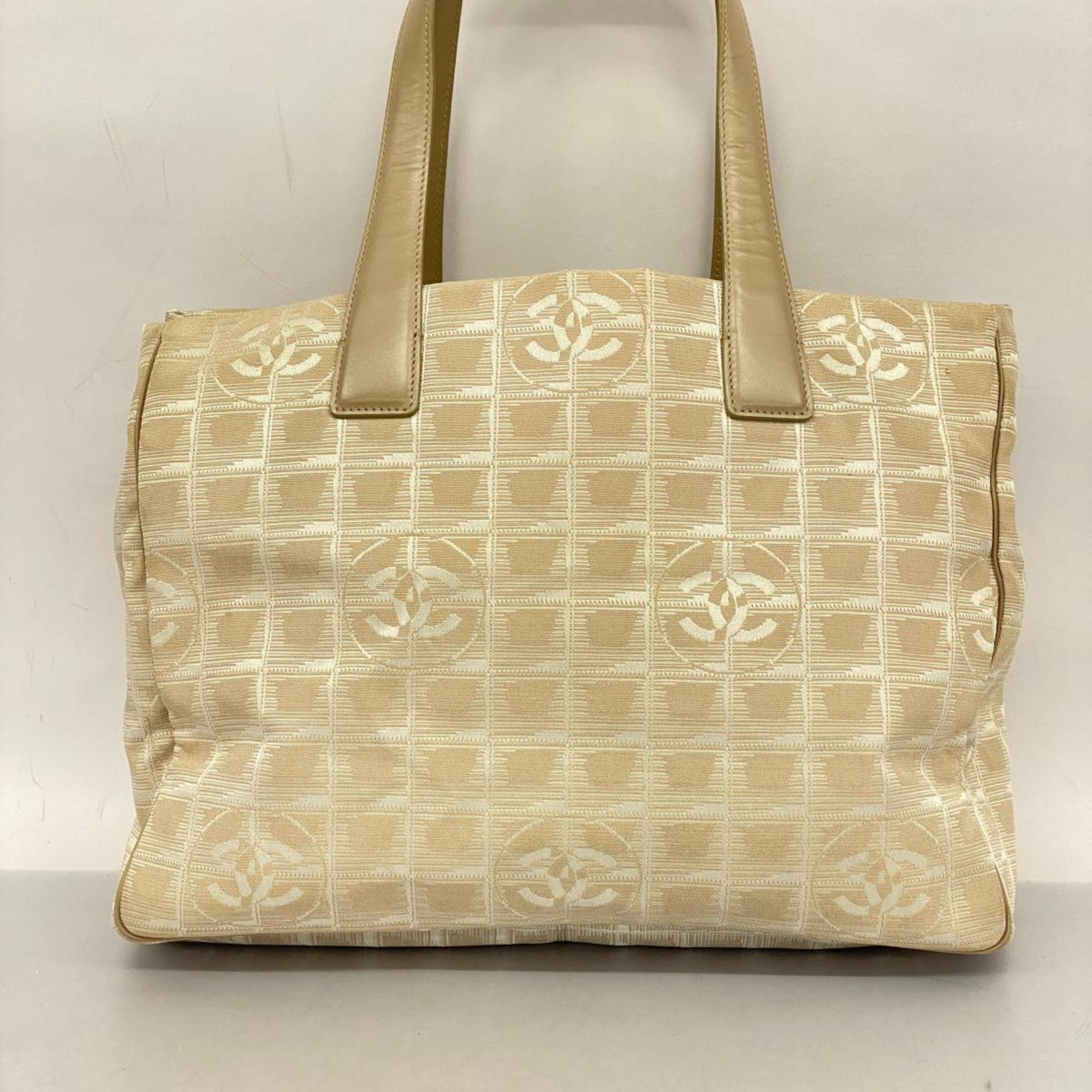 Chanel Tote Bag New Travel Nylon Beige Champagne Women's