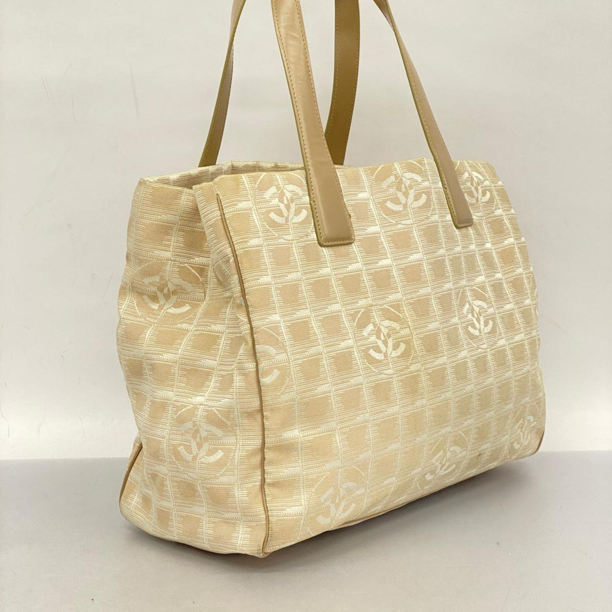 Chanel Tote Bag New Travel Nylon Beige Champagne Women's