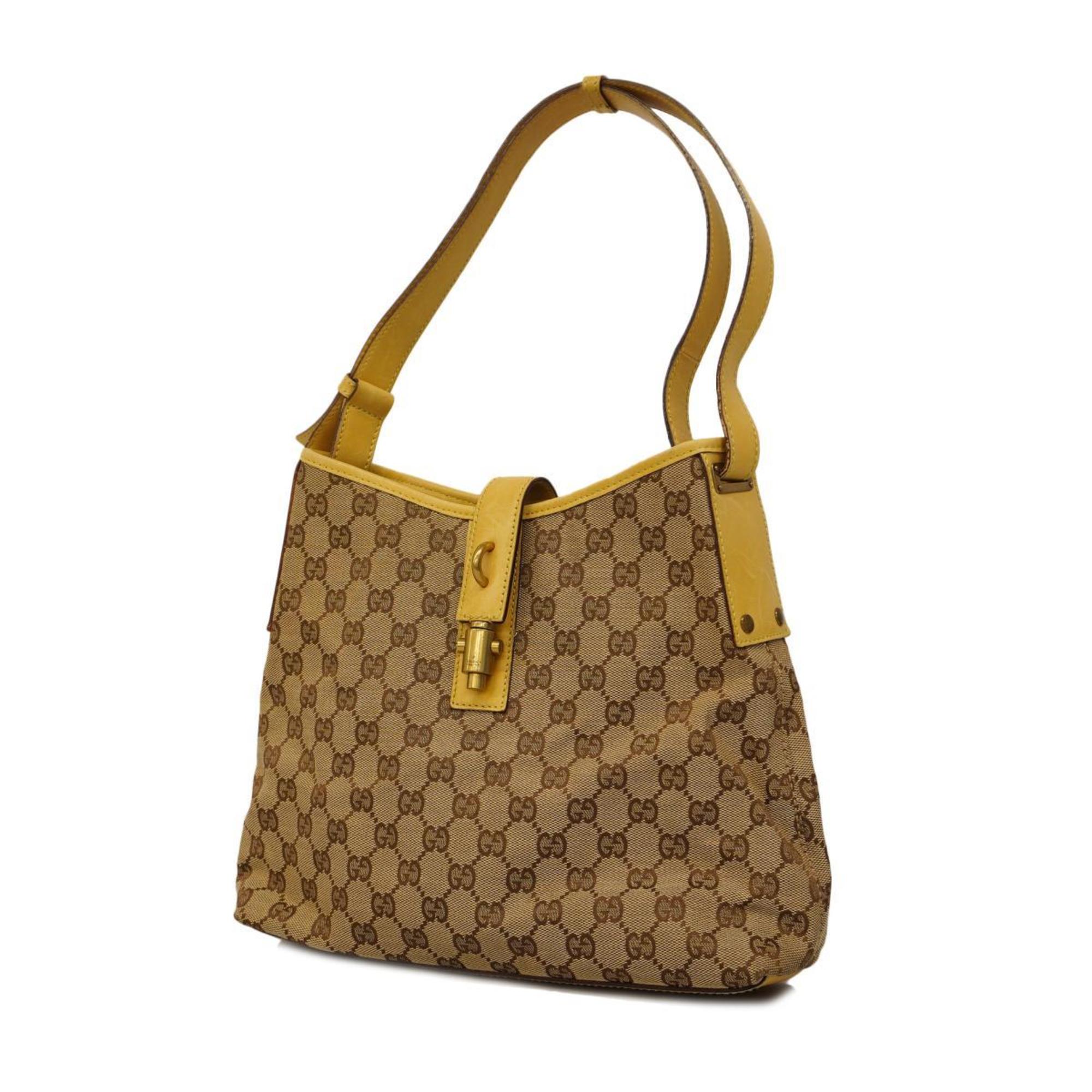 Gucci Shoulder Bag GG Canvas 110291 Brown Yellow Women's