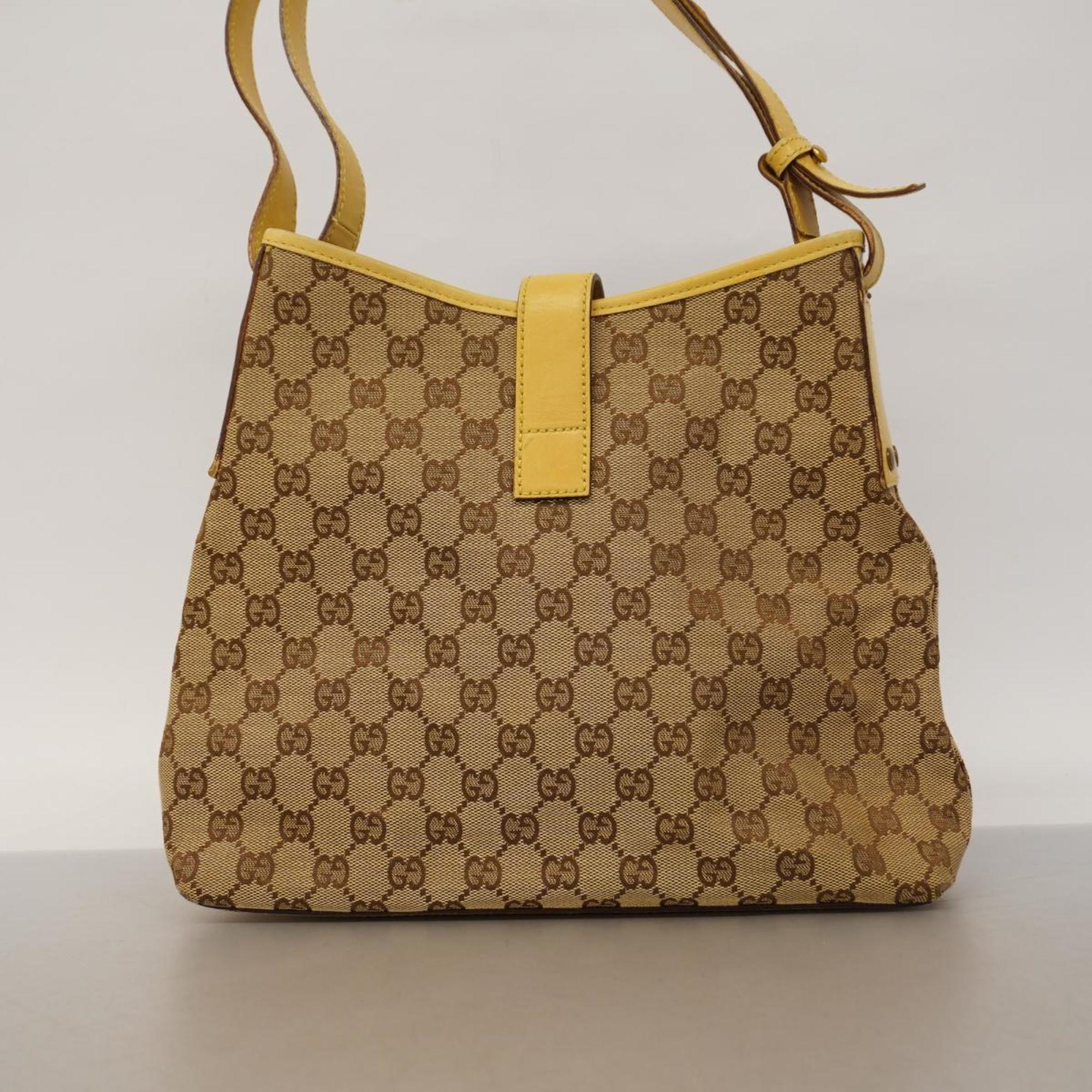 Gucci Shoulder Bag GG Canvas 110291 Brown Yellow Women's