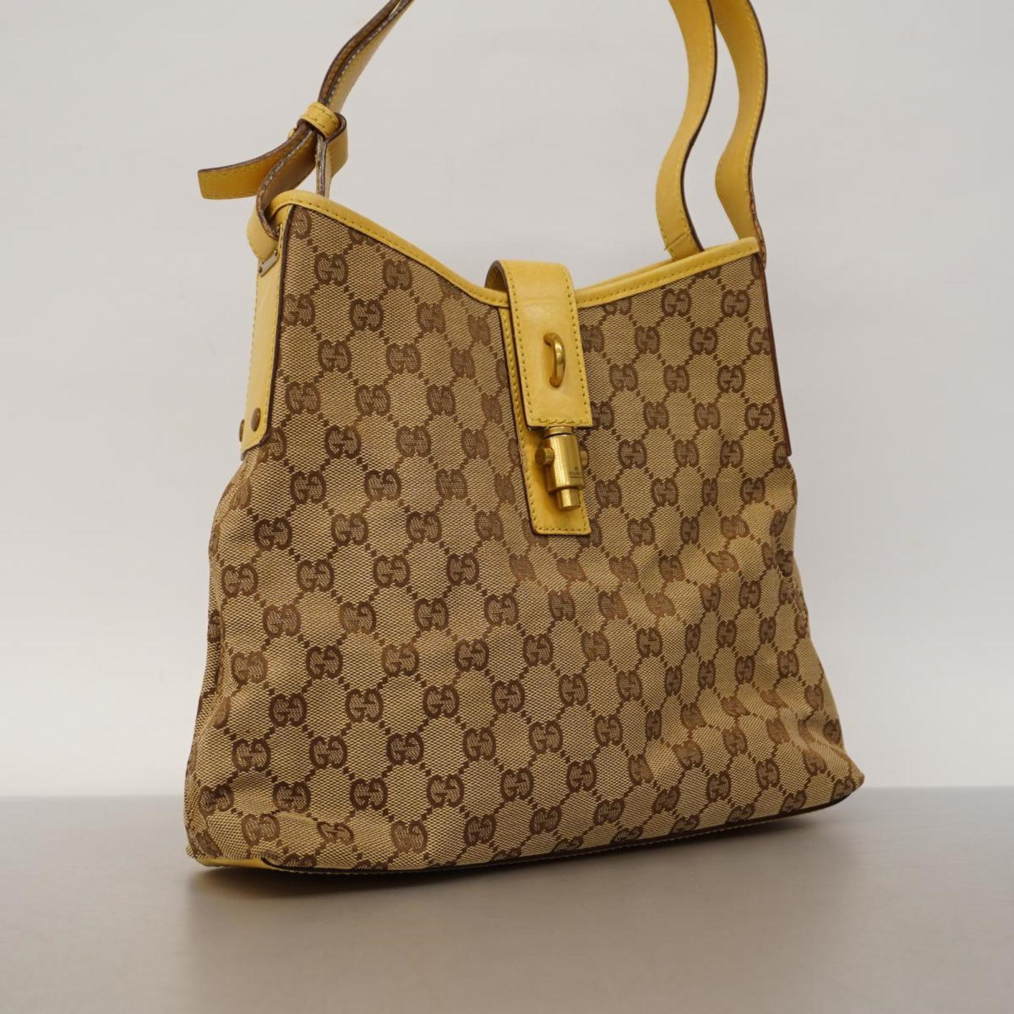 Gucci Shoulder Bag GG Canvas 110291 Brown Yellow Women's