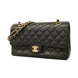 Chanel Shoulder Bag Matelasse W Flap Chain Caviar Skin Black Women's