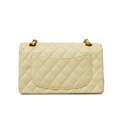 Chanel Shoulder Bag Matelasse W Flap Chain Caviar Skin White Women's