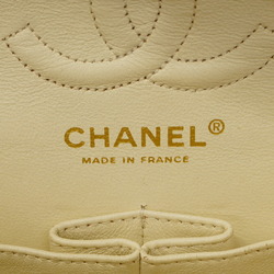 Chanel Shoulder Bag Matelasse W Flap Chain Caviar Skin White Women's