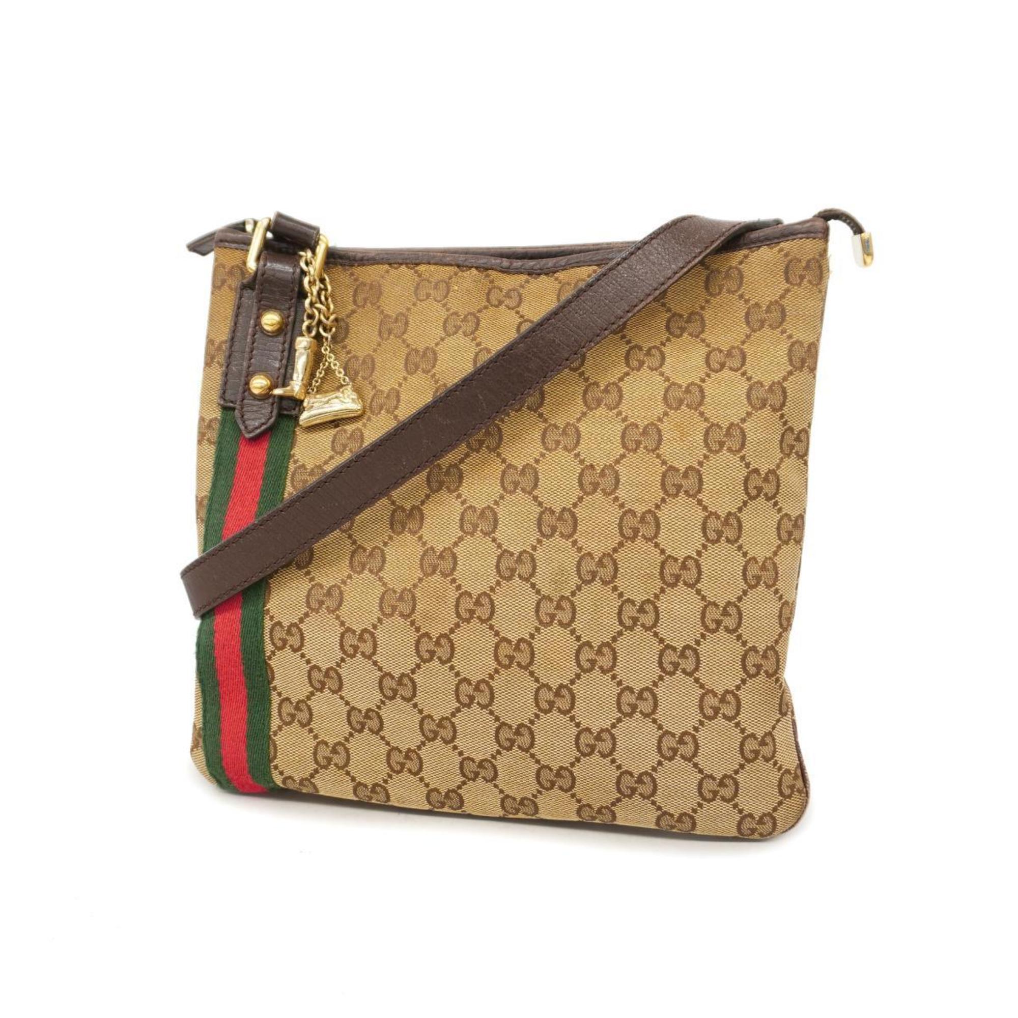 Gucci Shoulder Bag GG Canvas Sherry Line 144388 Brown Women's