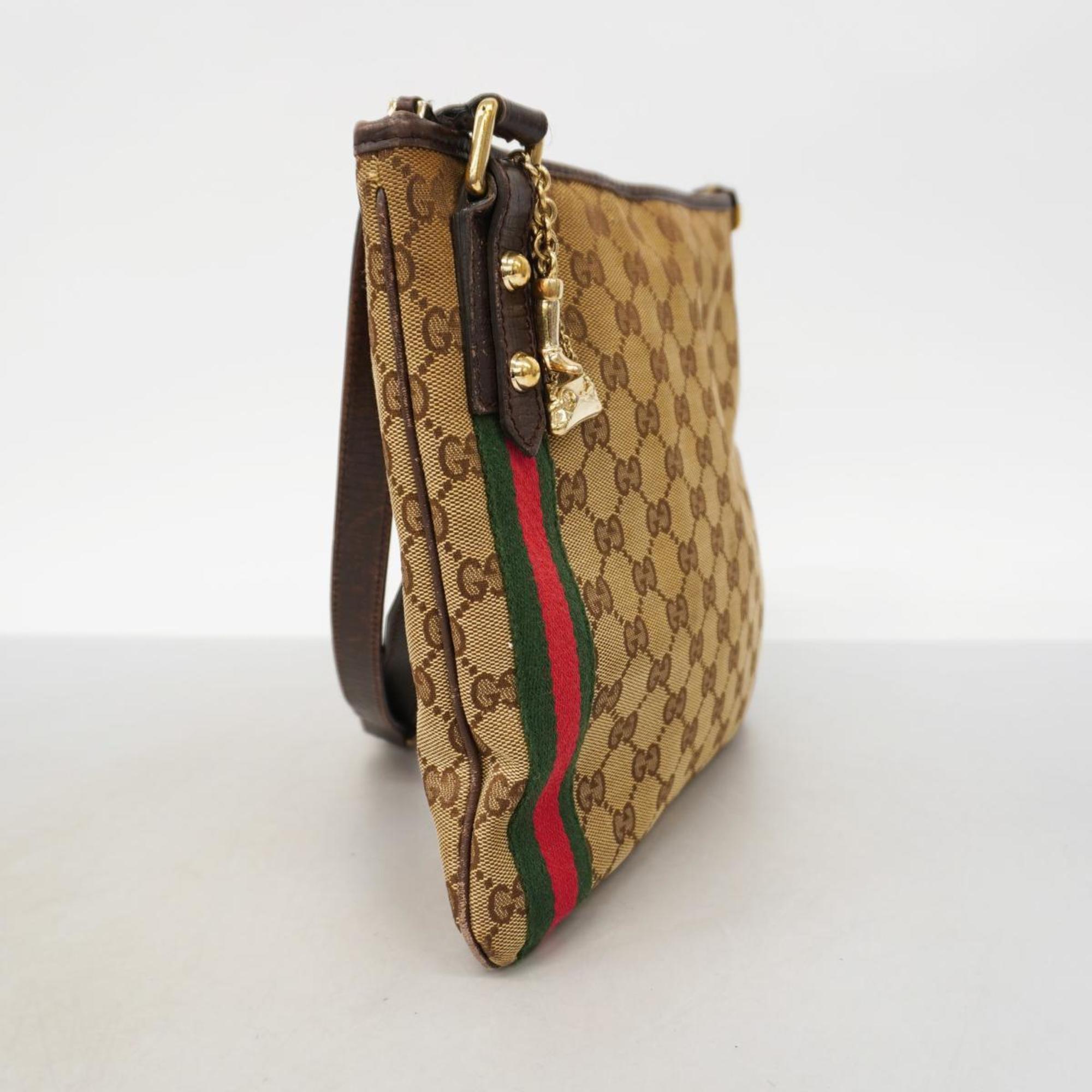 Gucci Shoulder Bag GG Canvas Sherry Line 144388 Brown Women's