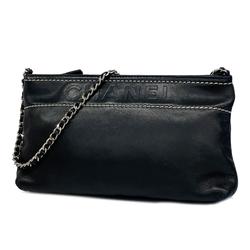 Chanel Shoulder Bag Chain Lambskin Black Women's