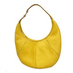 Salvatore Ferragamo Shoulder Bag Gancini Leather Yellow Champagne Women's