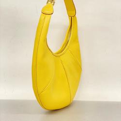 Salvatore Ferragamo Shoulder Bag Gancini Leather Yellow Champagne Women's