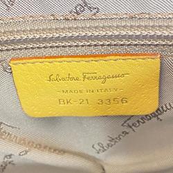 Salvatore Ferragamo Shoulder Bag Gancini Leather Yellow Champagne Women's