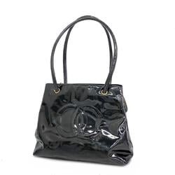 Chanel Shoulder Bag Patent Leather Black Women's