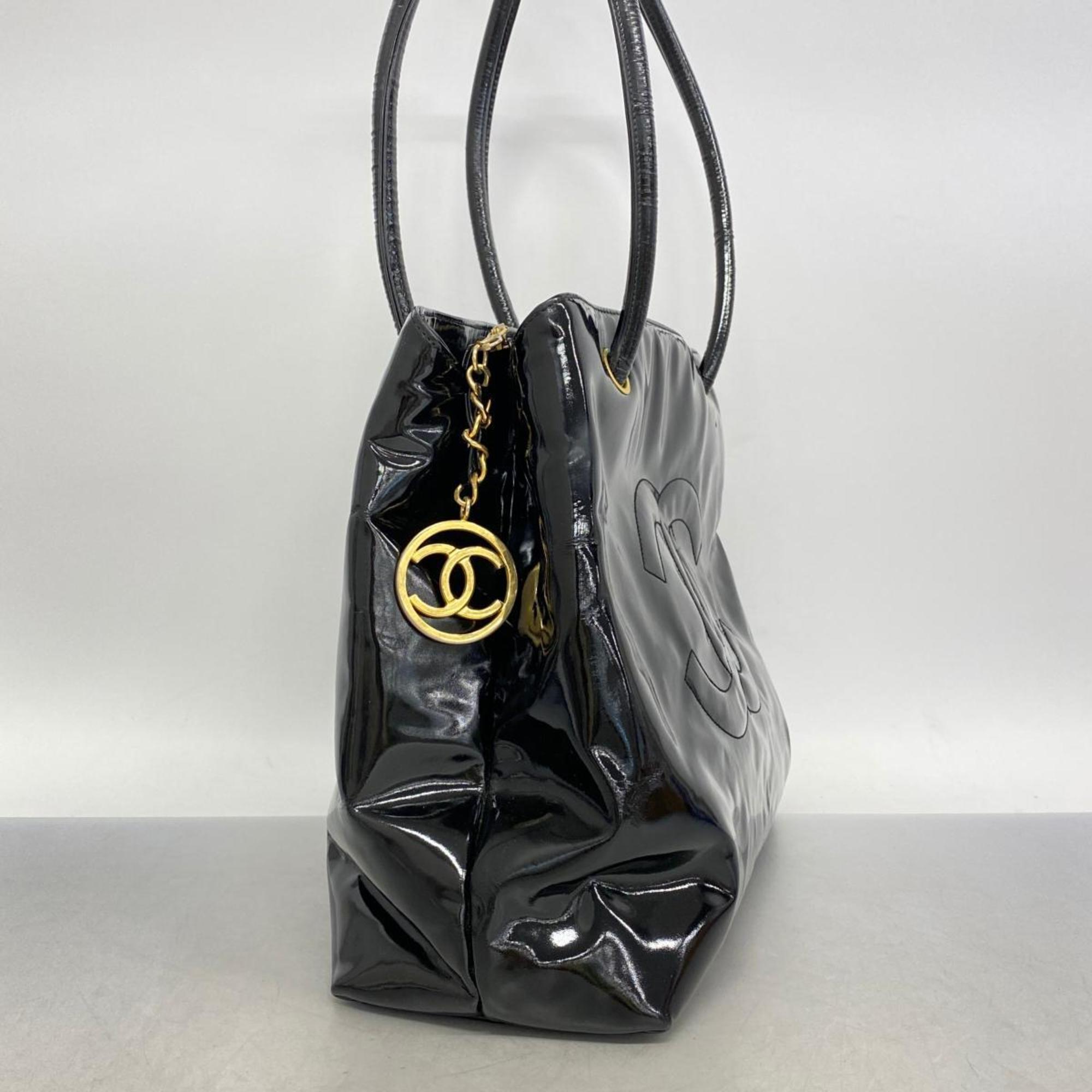 Chanel Shoulder Bag Patent Leather Black Women's