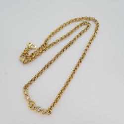 Christian Dior Necklace CD Rhinestone GP Plated Gold Women's