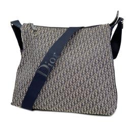 Christian Dior Shoulder Bag Trotter Nylon Canvas Navy Women's