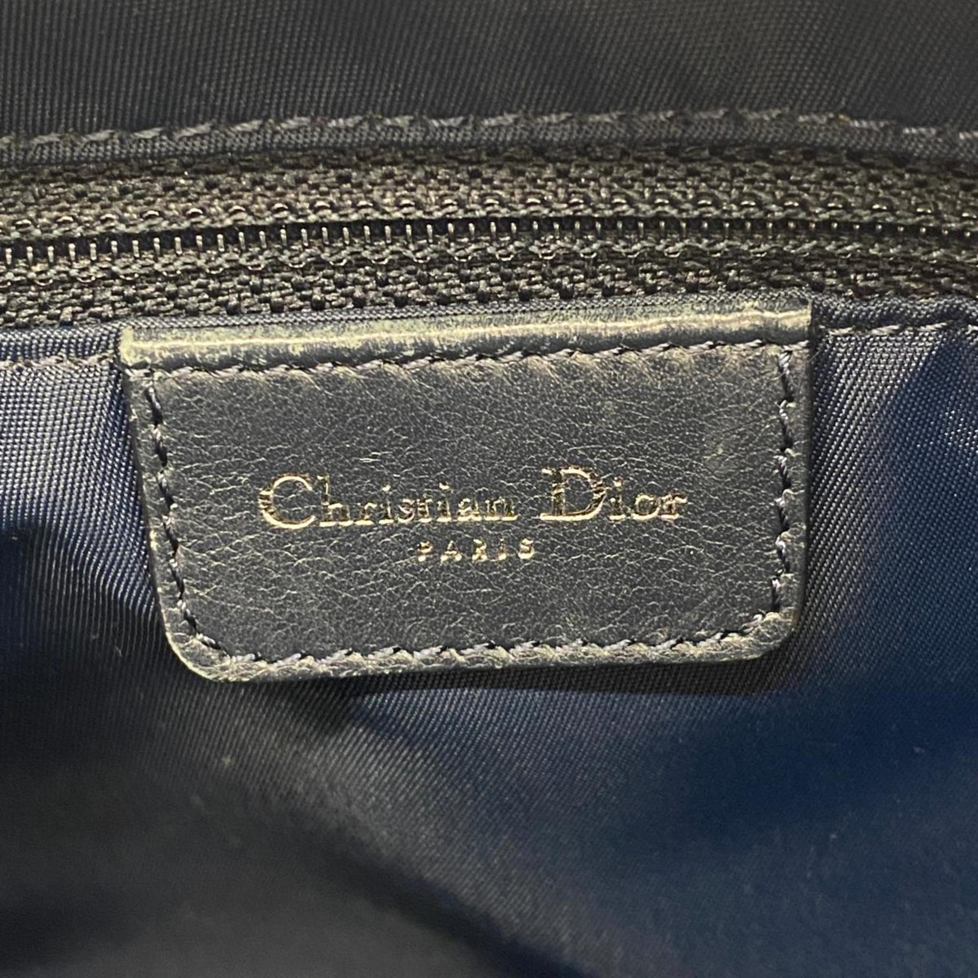 Christian Dior Shoulder Bag Trotter Nylon Canvas Navy Women's