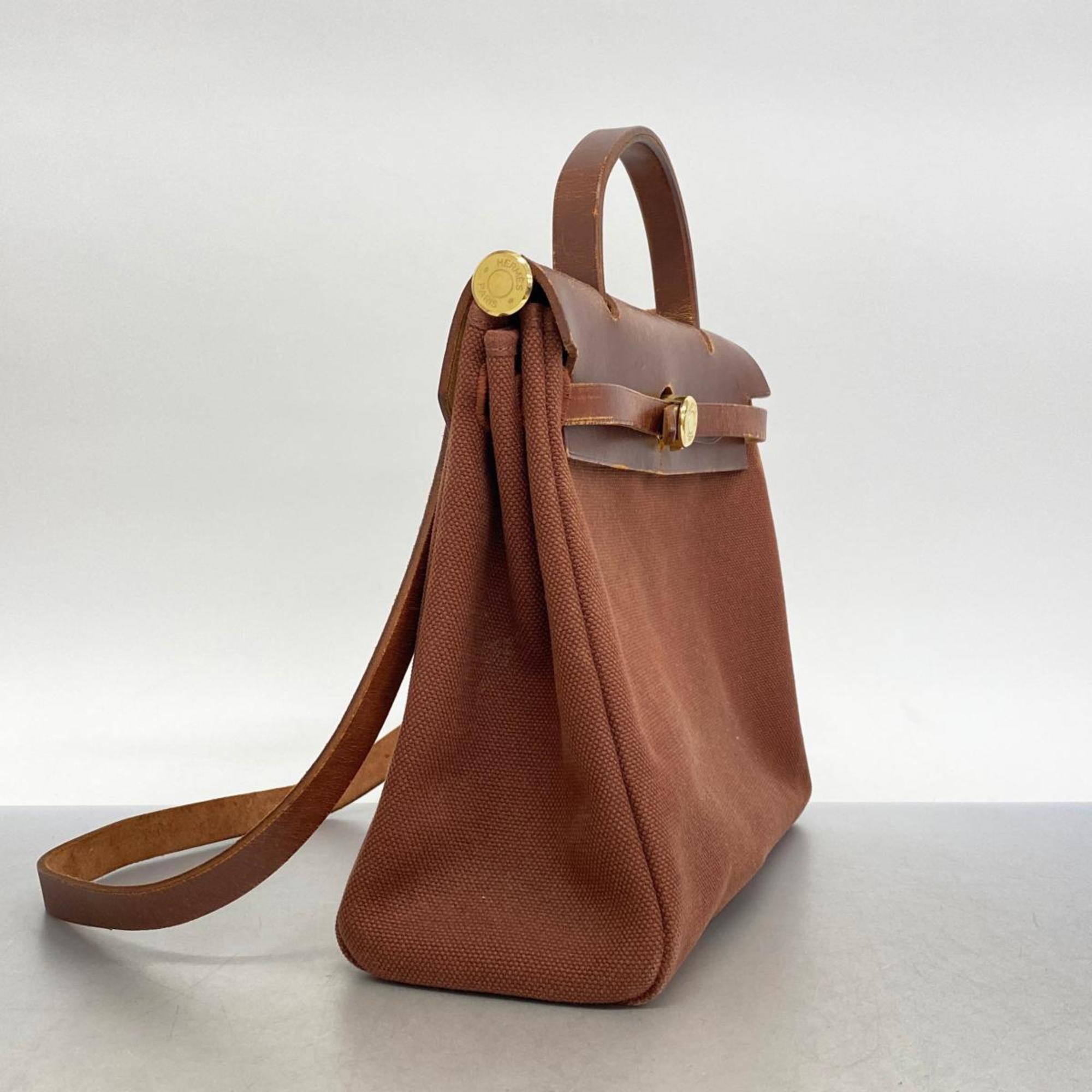 Hermes handbag Airbag PM □F stamp Toile H Brown Ladies