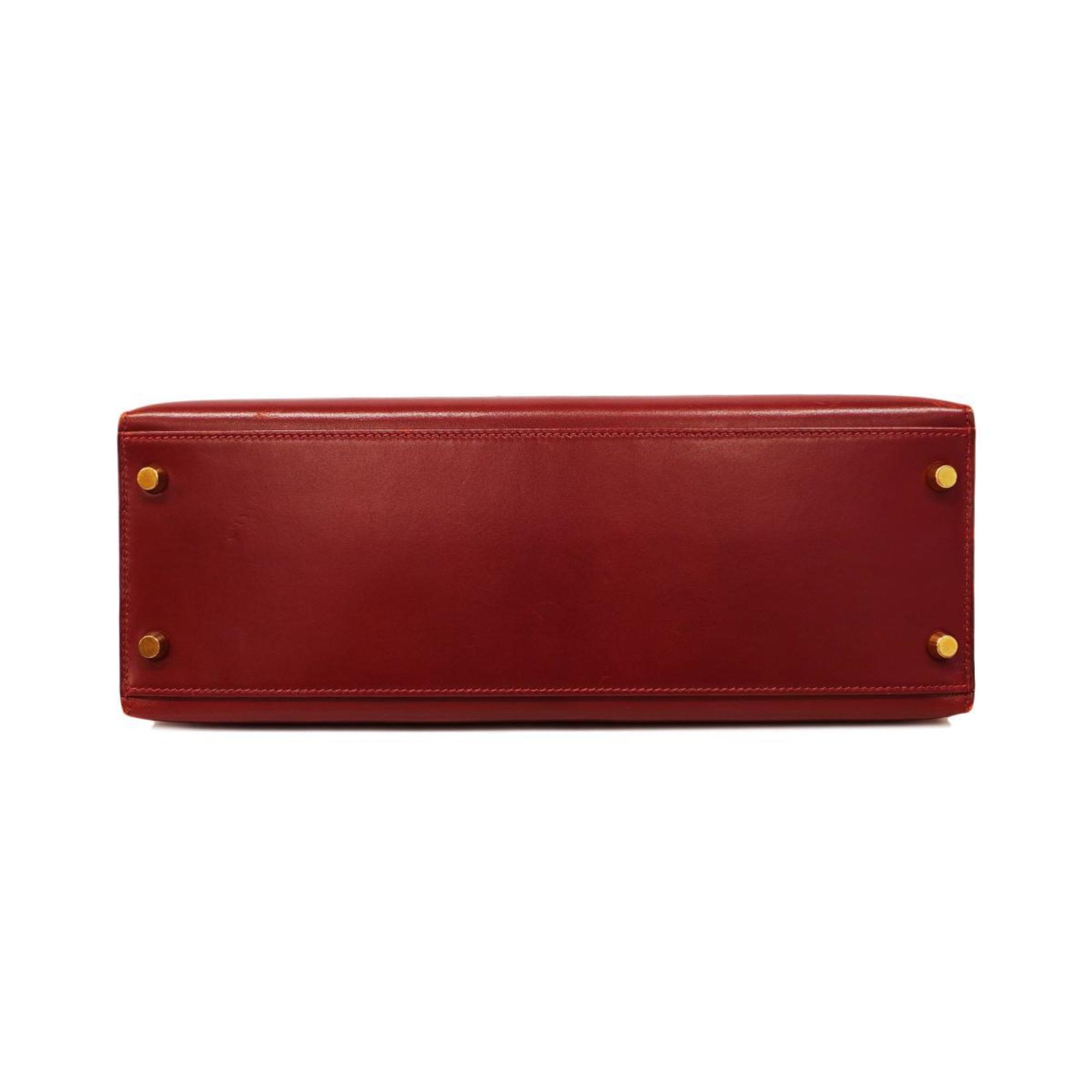 Hermes handbag Kelly 32 A stamp box calf Rouge H ladies