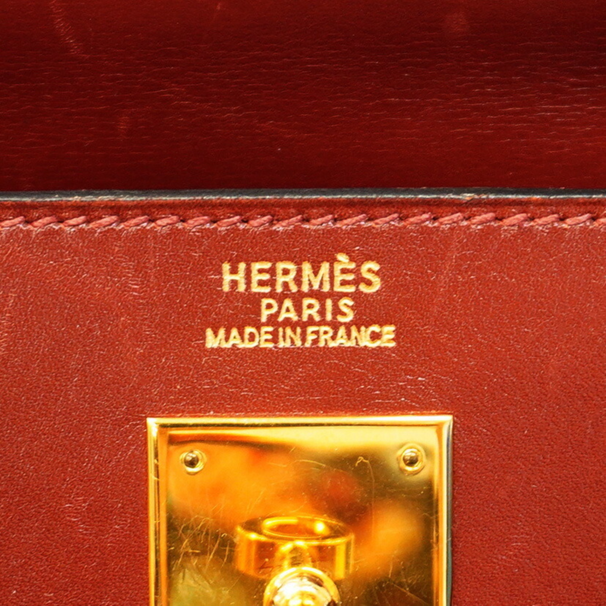 Hermes handbag Kelly 32 A stamp box calf Rouge H ladies