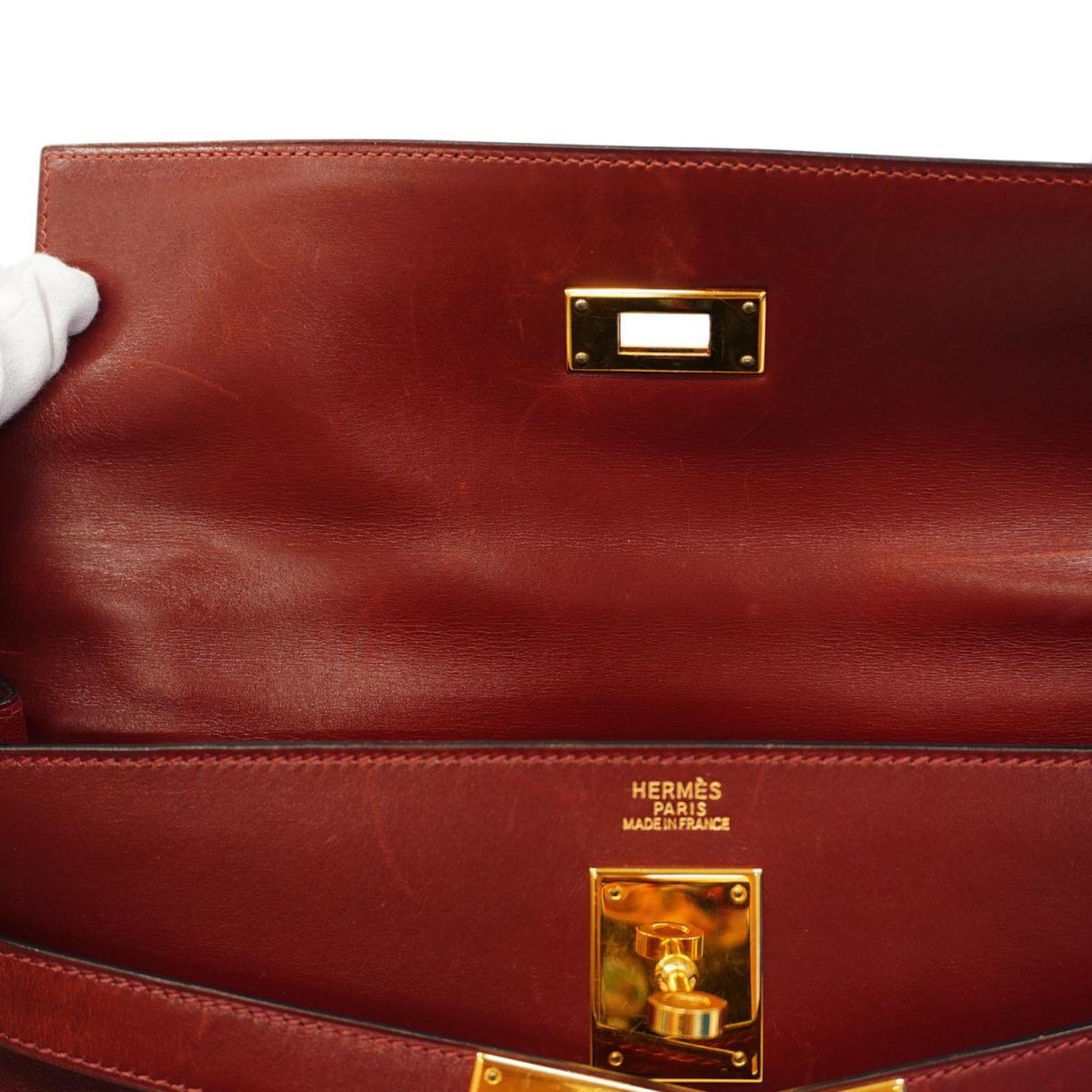 Hermes handbag Kelly 32 A stamp box calf Rouge H ladies