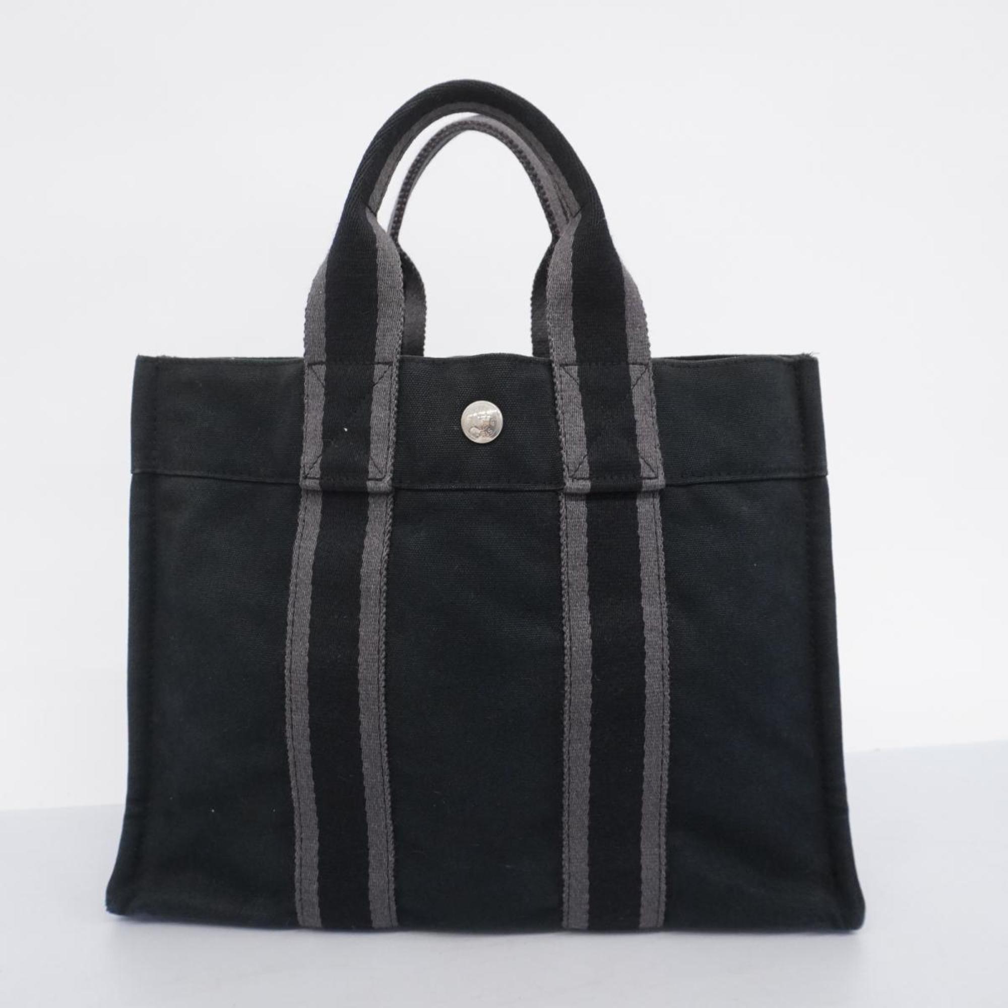 Hermes Tote Bag Foult PM Canvas Black Women's