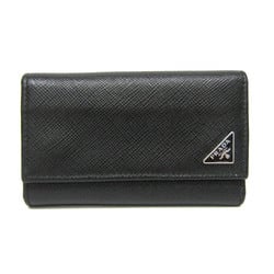 Prada Saffiano 2PG222 Men,Women Leather Key Case Black