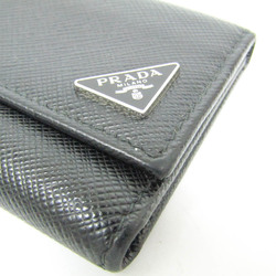 Prada Saffiano 2PG222 Men,Women Leather Key Case Black