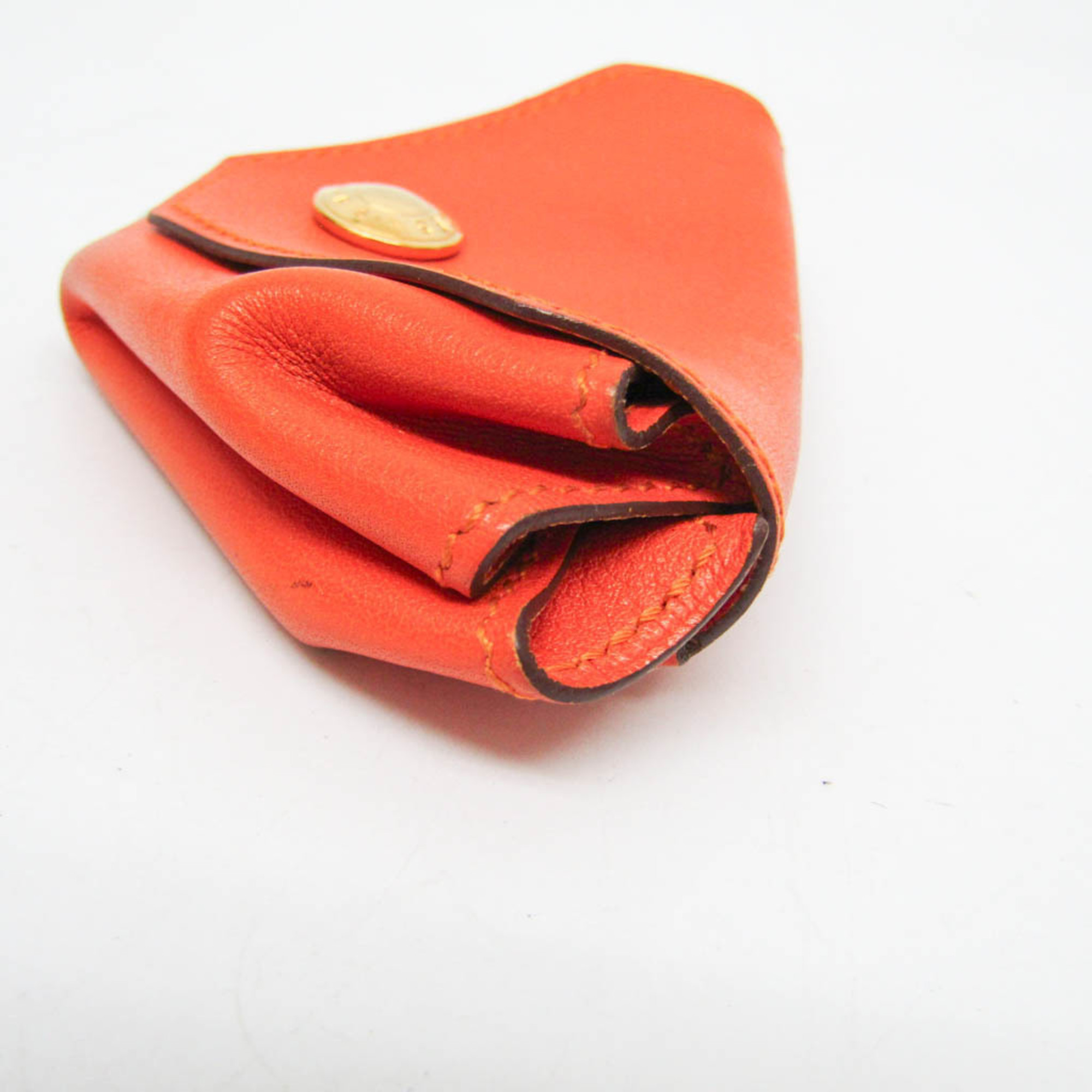 Hermes LE 24 Women's Leather Coin Purse/coin Case Orange