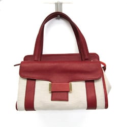 Morabito Women's Leather,Canvas Handbag Off-white,Red Color