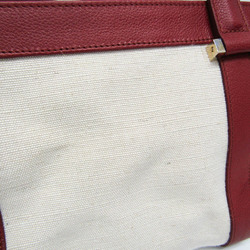 Morabito Women's Leather,Canvas Handbag Off-white,Red Color