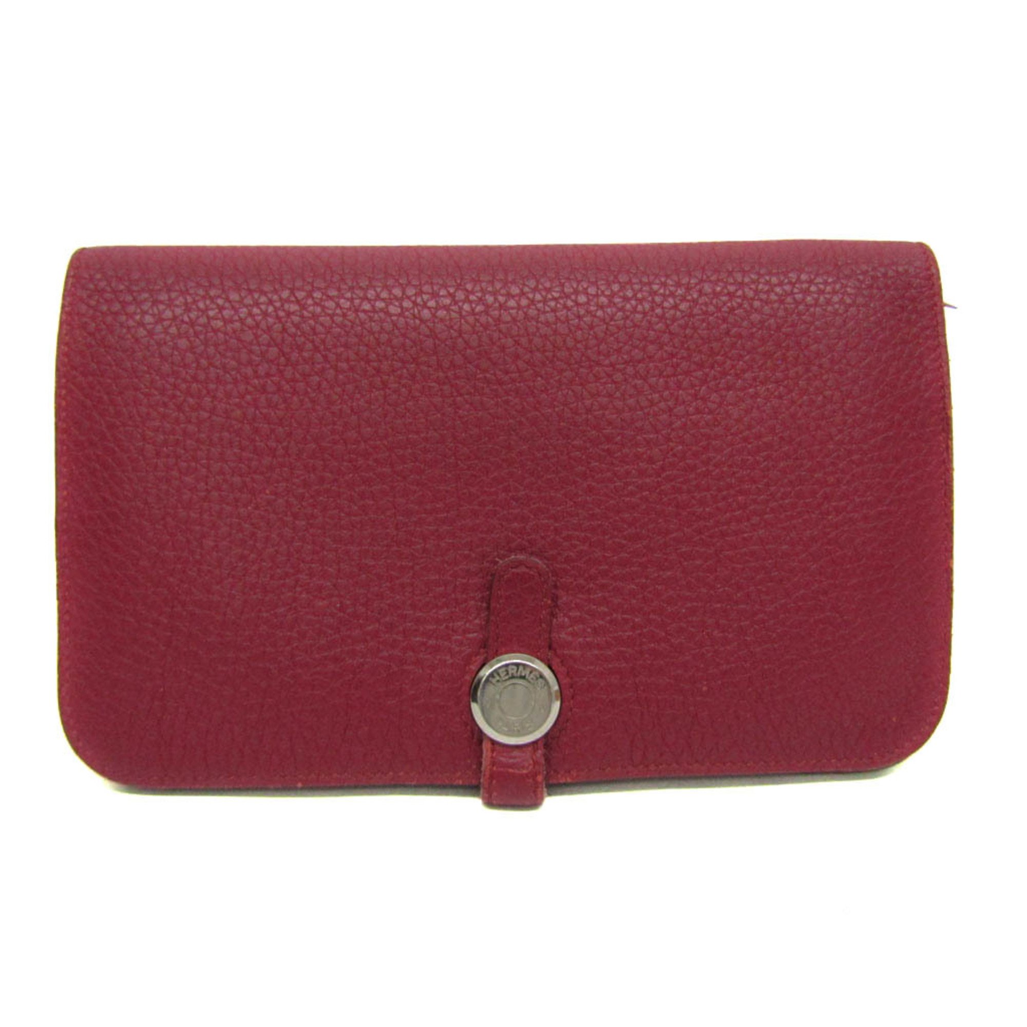 Hermes Dogon GM Women,Men Togo Leather Long Wallet (bi-fold) Wine