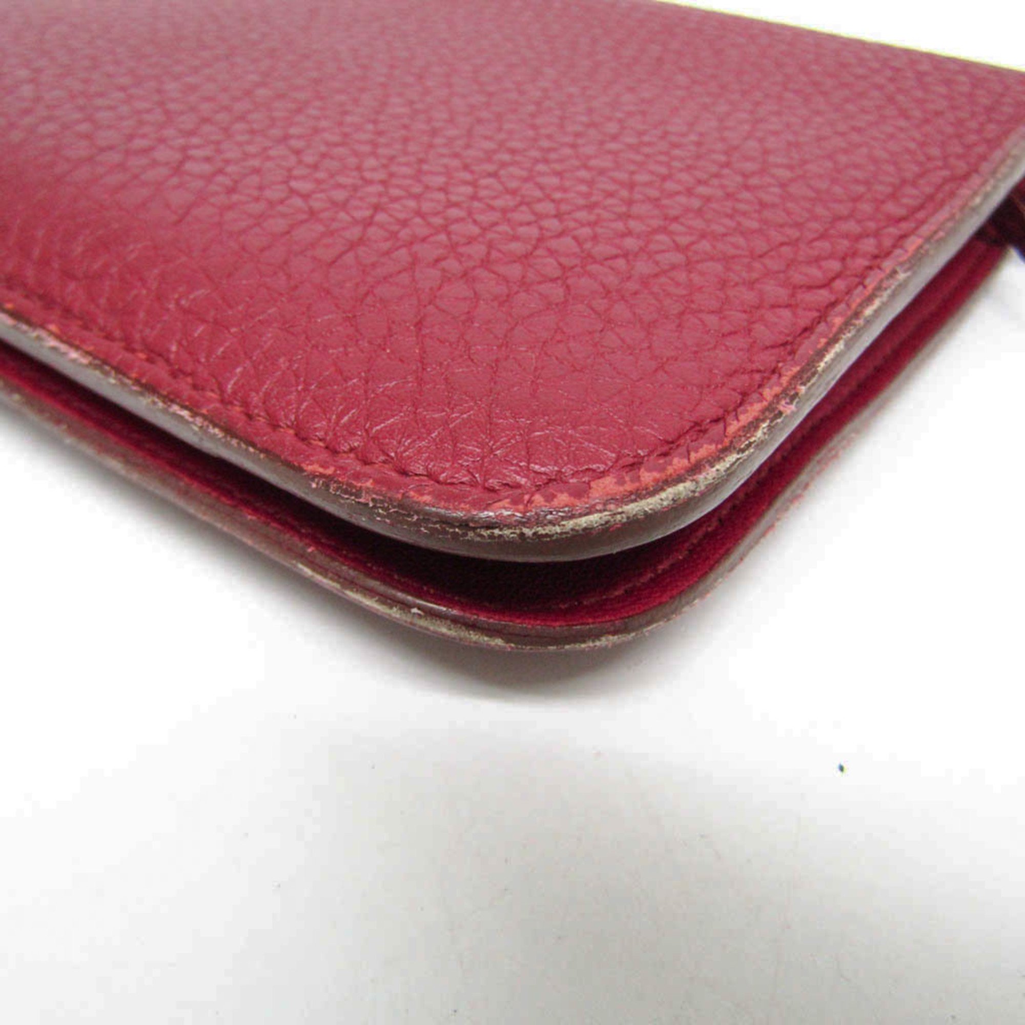 Hermes Dogon GM Women,Men Togo Leather Long Wallet (bi-fold) Wine