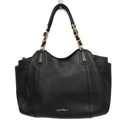 Salvatore Ferragamo Gancini AB-21 F076 Women's Leather Tote Bag Black