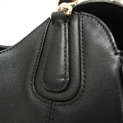 Salvatore Ferragamo Gancini AB-21 F076 Women's Leather Tote Bag Black