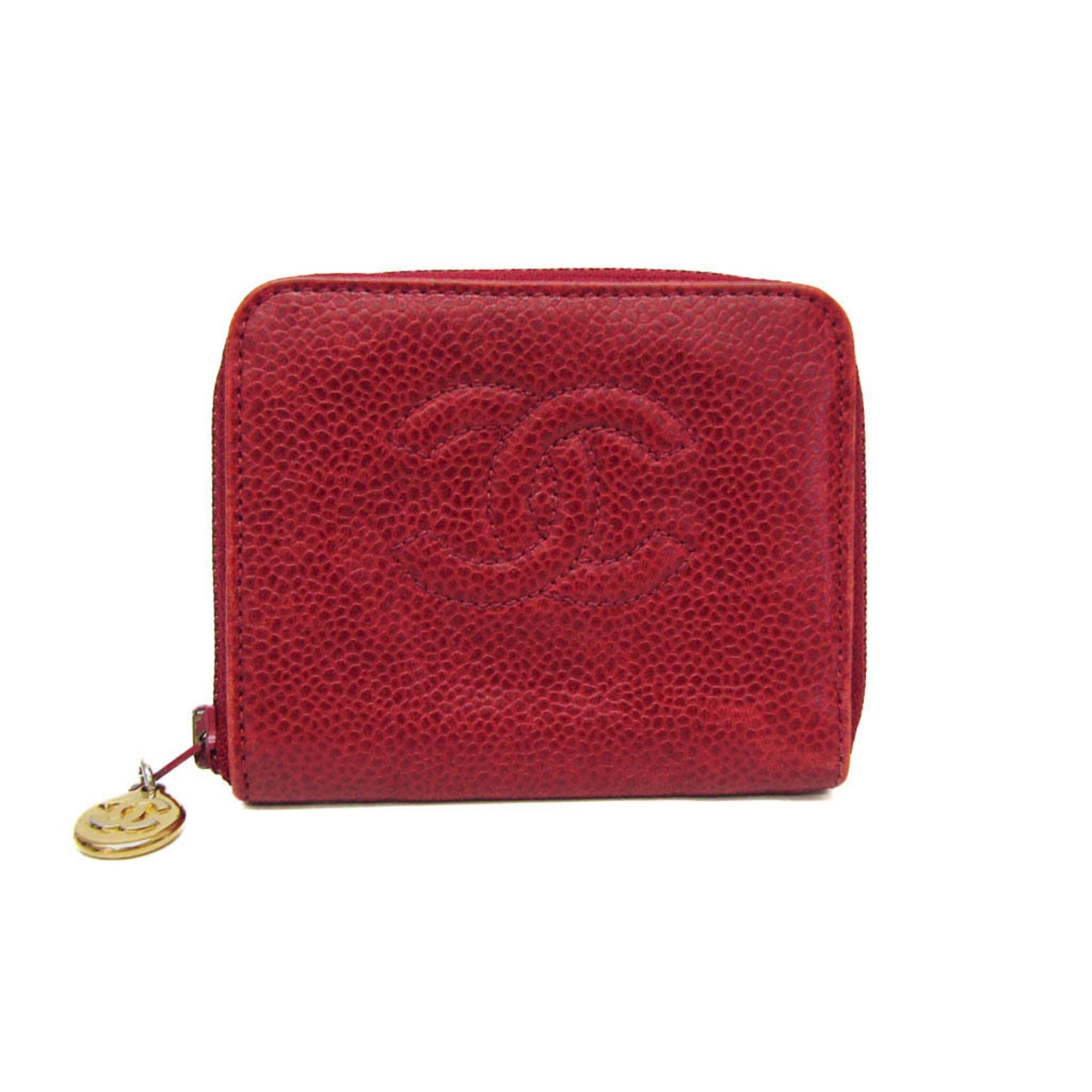 Chanel Women's Caviar Leather Coin Purse/coin Case Red Color